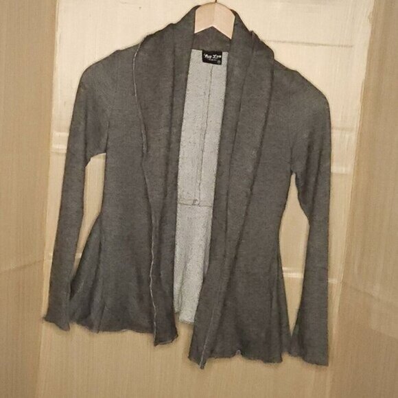Lucy Love Womens Grey Heathered Distressed Open Sweatshirt Cardigan Small - Picture 1 of 7